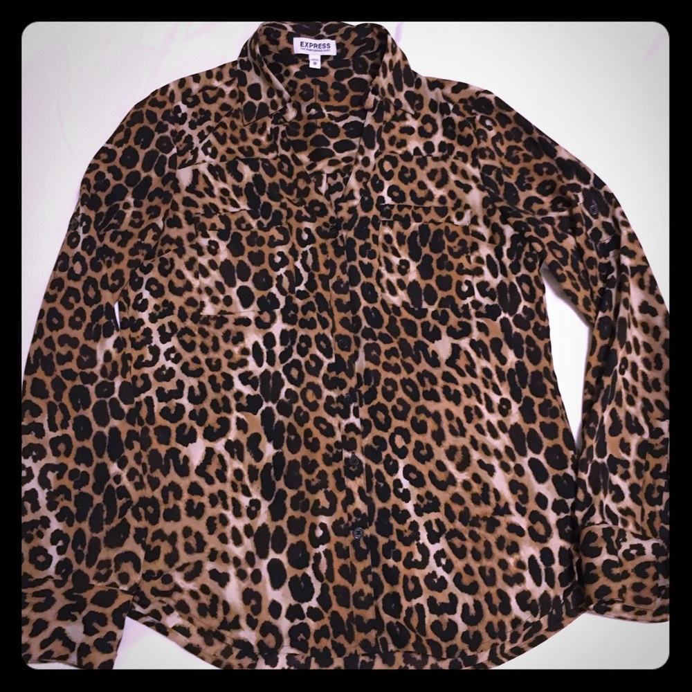 Express leopard print portofino shirt